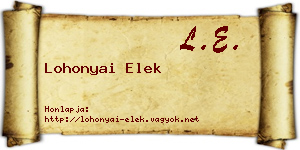 Lohonyai Elek névjegykártya